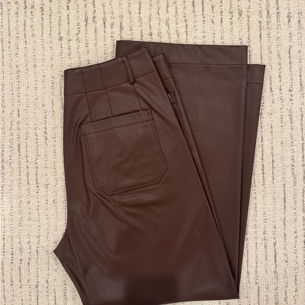 The Colette Faux Leather Crop Wide-Leg Pant - TALL